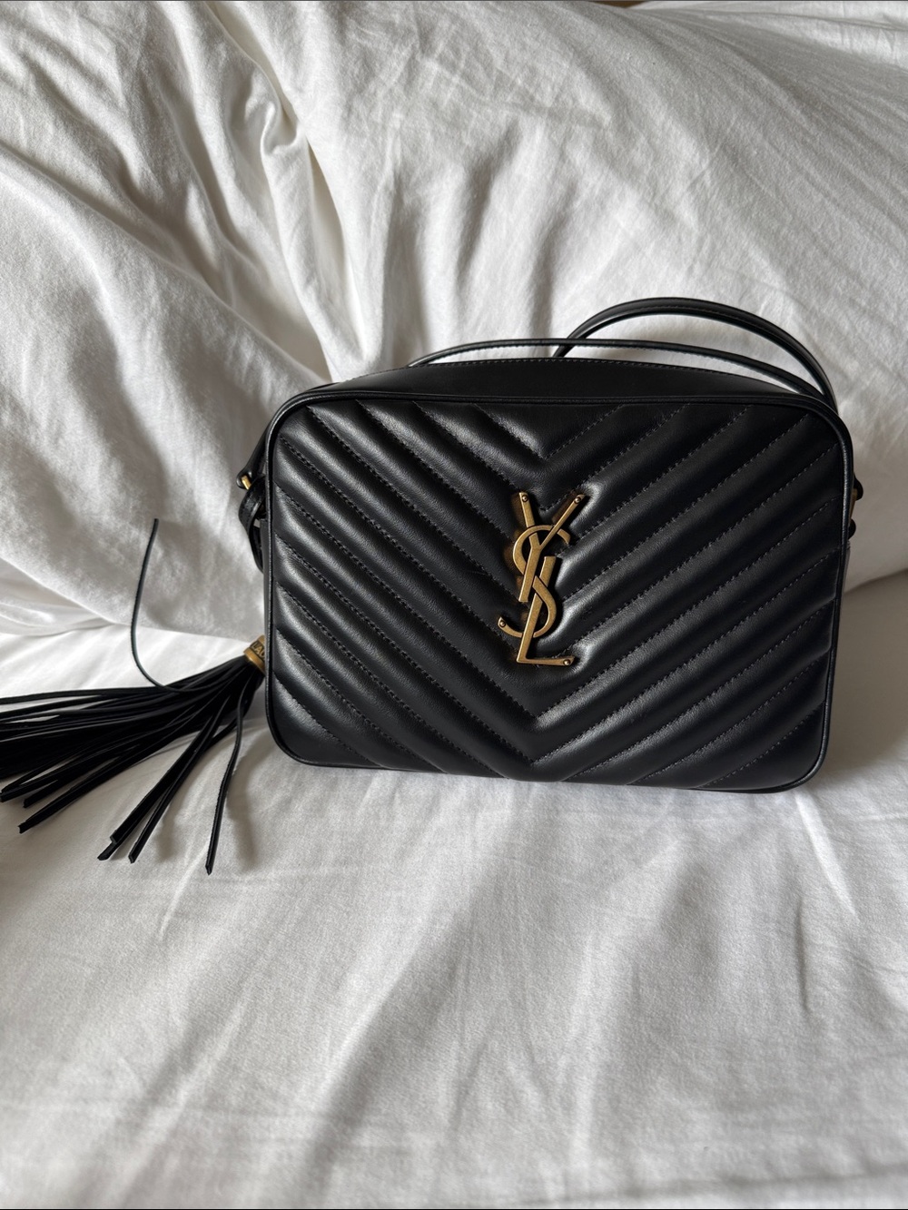 Saint Laurent Black Quilted Lou Camera Bag + Card Holder with Zoomoni organizer - Picture 3 of 15